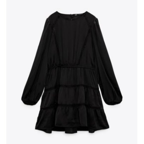 ZARA Satin Effect dress with lace inserts - Picture 2 of 4